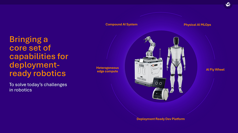 Plataforma de robótica de Qualcomm con sistemas de IA física, edge computing y robots industriales mostrados en CES 2026